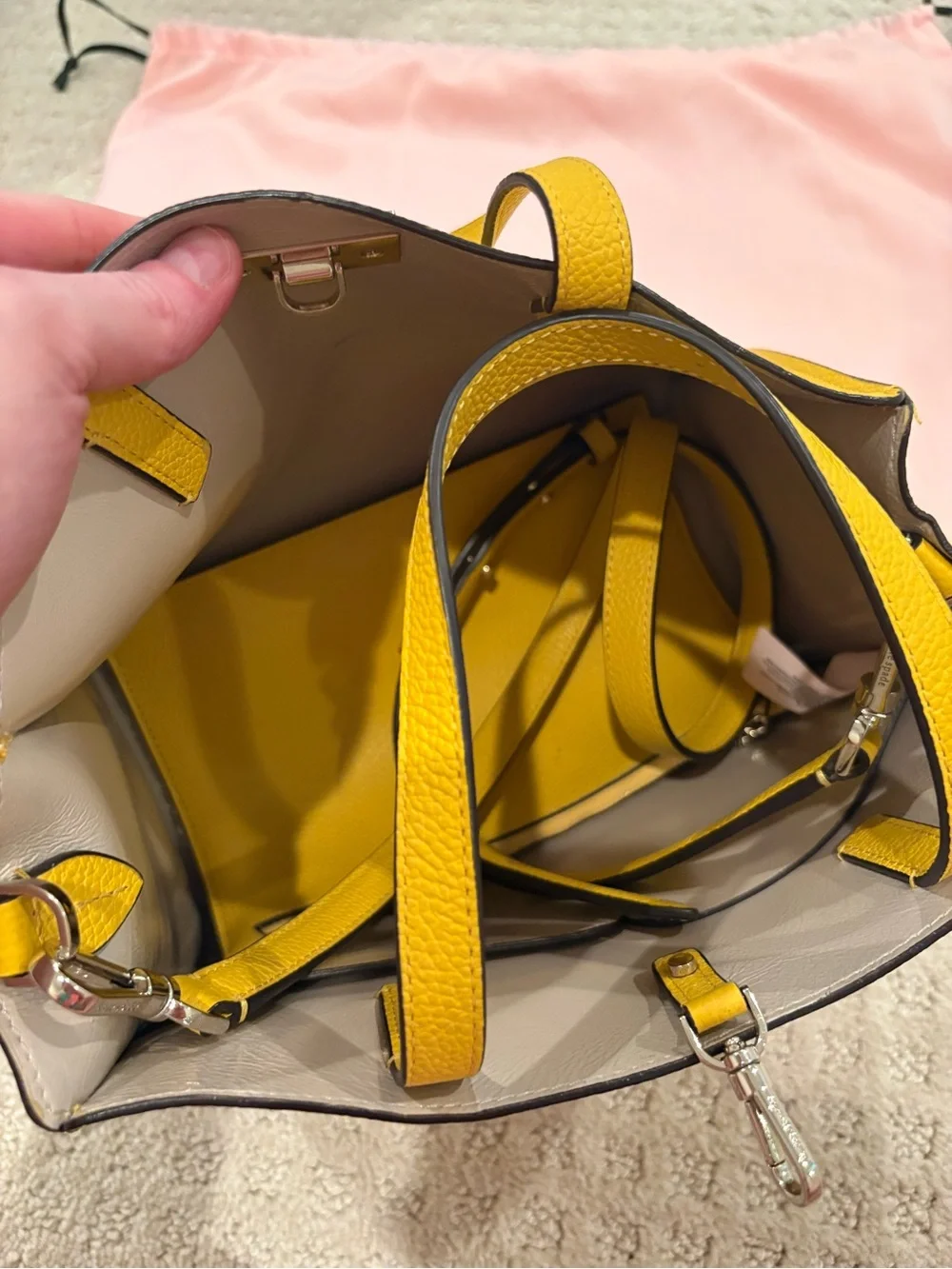 kate spade Sam yellow pebbled leather shoulder bag with straps